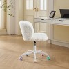 Adjustable Home Office Chair with Swivel Base, Faux Rabbit Fur Vanity Chair, Ergonomic Desk Chair with Wheels-The Pop Home - 4 of 4