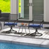 Costway 4 PCS Outdoor Swivel Chairs Patio Dining Chairs with Padded Cushions High Back Beige/Navy - 4 of 4
