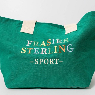 Frasier Sterling Sport Rainbow Logo Tote Bag Cream/Green: Cotton Canvas Handbag