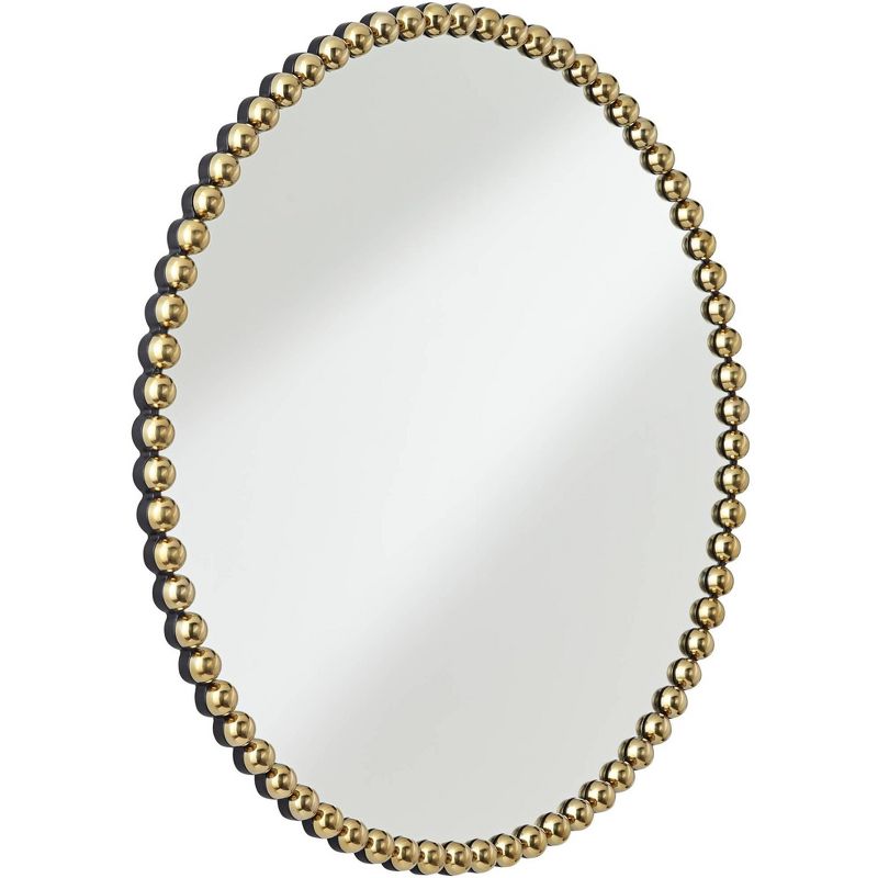 Possini Euro Design Caseves Shiny Gold 31 1/2" Round Framed Wall Mirror, 5 of 8