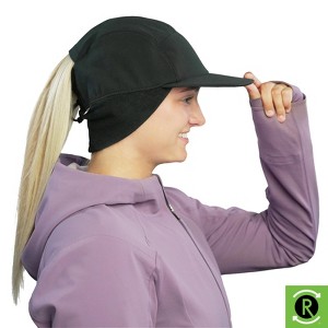 TrailHeads Women's Rain Hat - Winter Ponytail Beanie - Outdoor waterproof hats for running, hiking - Black - 1 of 4