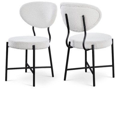 Meridian Furniture,Allure Boucle Fabric Dining Chair, Set of 2