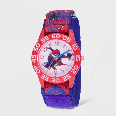 Kids' Marvel Spider-Man Plastic Time Teacher Watch - Blue
