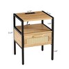 Rattan Nightstand, 15.75" Rattan End Table, Rattan Wood End Side Accent Table Nightstand w/Charging Station, Cane End Table w/Drawer&Solid Wood Legs B - 2 of 4