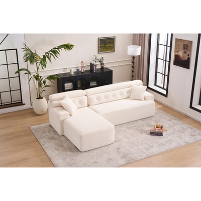 TiramisuBest LY-003 Beige White Deep Seat Compression Sofa 3 Seater with Beige for sofa