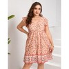 Plus Size V-Neck Flutter Sleeve Boho Print High Waist Dress with Pocket - 4 of 4