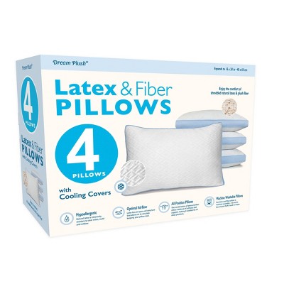 Imaginarium 4-Pack Latex and Fiber Cooling Pillows with Blue Gusset