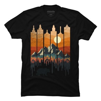 Men's Design By Humans A Wild Bear Sunset City By jun_salazar216 T-Shirt