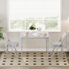 Folding Table, 33.6 Inch Folding Card Table, Portable Square Folding Table with PU Soft Cushion, Beige Metal Foldable Table Suitable - 3 of 4