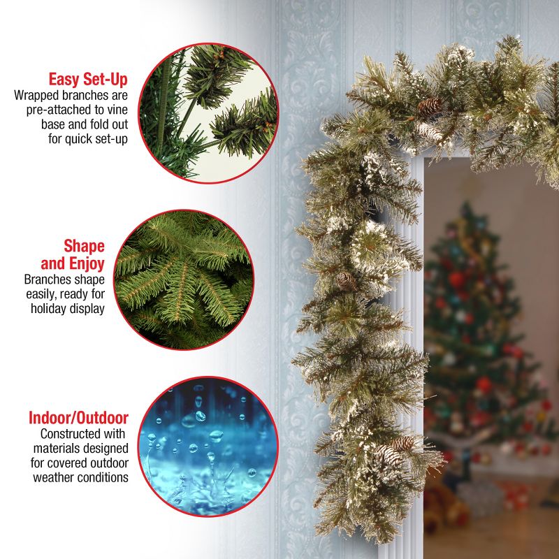 National Tree Company Artificial Christmas Garland, Green, Glittery Pine, Decorated With Pine Cones, Frosted Branches, Christmas Collection, 6 Feet, 6 of 8