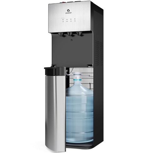 Water Dispenser Hot Room Temp Cold Water Bottom Load Matte Black Stainless Steel