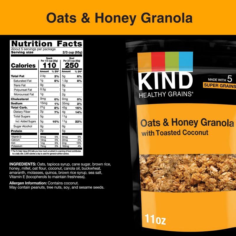 KIND Healthy Grains Oats & Honey Clusters - 11oz, 4 of 11