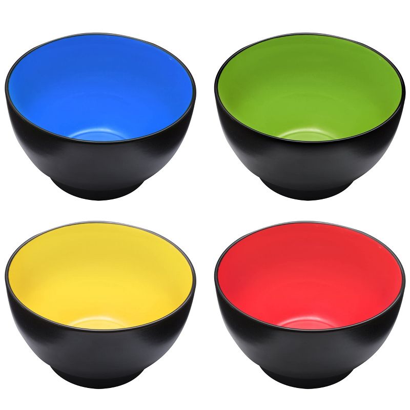 Bruntmore 20 Ounce Muti color ceramic bowls Dessert Bowls Set Of 4, Black, 3 of 8
