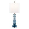LumiSource (Set of 2) Bishop 25" Contemporary Table Lamps Clear Angel Blue Seeded Glass, Polished Nickel and White Linen Shade - 2 of 4