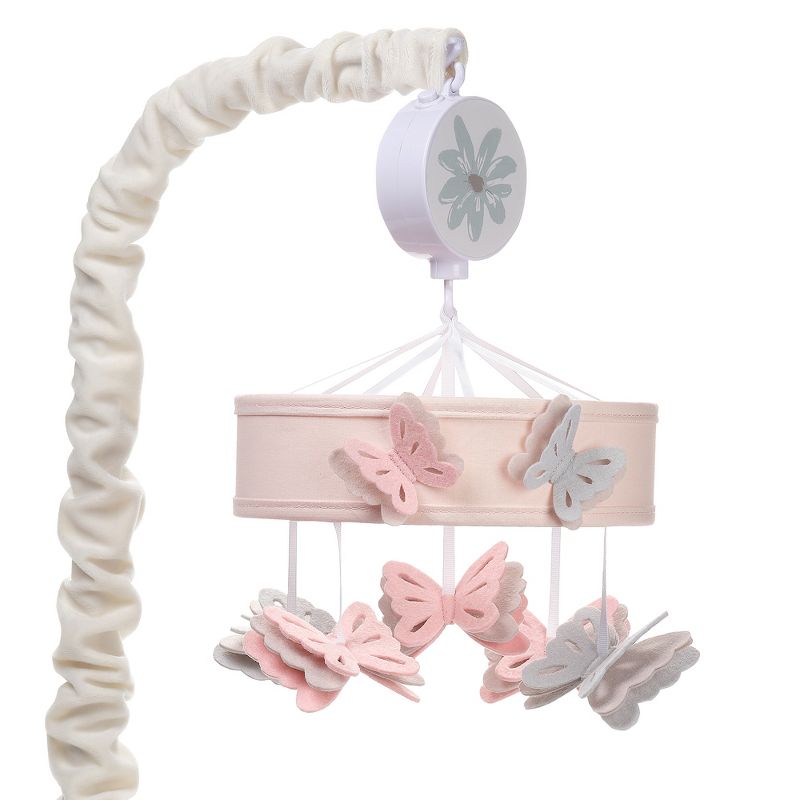 Lambs & Ivy Baby Blooms Pink Butterfly Musical Baby Crib Mobile Soother Toy, 1 of 8