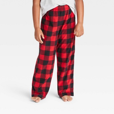 Kids' Holiday Buffalo Check Fleece Matching Family Pajama Pants - Wondershop™ Red 