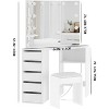Makeup Vanity Desk With Mirror & Lights For Valentine Day Gifts,  Corner Makeup Vanity Desk, Large Dressing Tables 5 Drawers,Shelves and Vanity Stool - 3 of 4