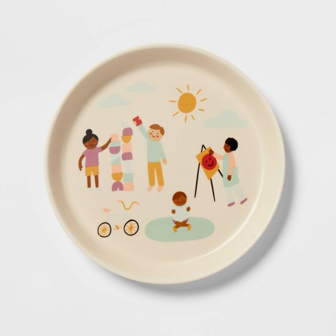 Green Divided Bamboo Plate | Bamboo Plates for Toddlers & Kids | Dishwasher Safe