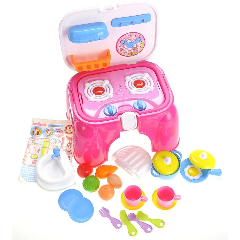 Link  Ready! Set! Cook! Portable Kids Kitchen Cooking Set Toy With Lights And Sounds, Folds Into Stepstool, 4 of 8