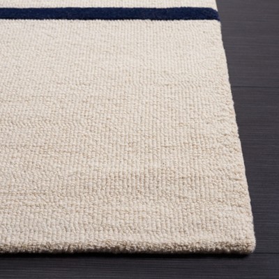 Beige and Black Wool Hand-Tufted Runner Rug