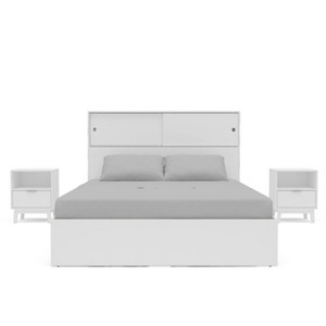 Polifurniture 4pc Queen Victoria Bedroom Set White: Modern Style, Includes Bed Frame & 2 Nightstands - 1 of 4