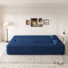 MYINDA Modern Floor Sofa,Convertible Teddy Fabric  Sleeper Sofa Bed,15" Full Size Folding Mattress for Living Room,Guest Bed - 3 of 4
