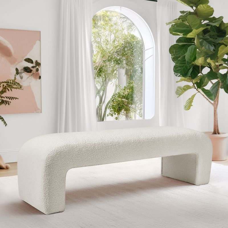 Lily 60" Boucle Look Large Entryway Waterfall Upholstered Bench-The Pop Maison, 1 of 12