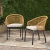 Okak Rustic&Industrial PE Rattan Patio Accent Chair with Iron legs&Cushion,Set of 2,Outdoor Armchair for Porch,Backyard&Garden,Brown/Black - 3 of 4