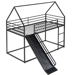 NicBex Twin Over Twin House Bunk Bed with Built-in Ladder and Slide for Kids,Girls,Boys - 1 of 4