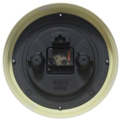 9.5" Yellow Plastic Retro Wall Clock with Black Metal Hands