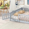 Whisen Twin Bed & Rubber Wood Floor Bed with Fence without Door, Multi - Functional Floor Bed for Kids' Sleep & Play - 4 of 4