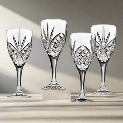 Clear Crystal Cut Classic Wine Glass Set of Four