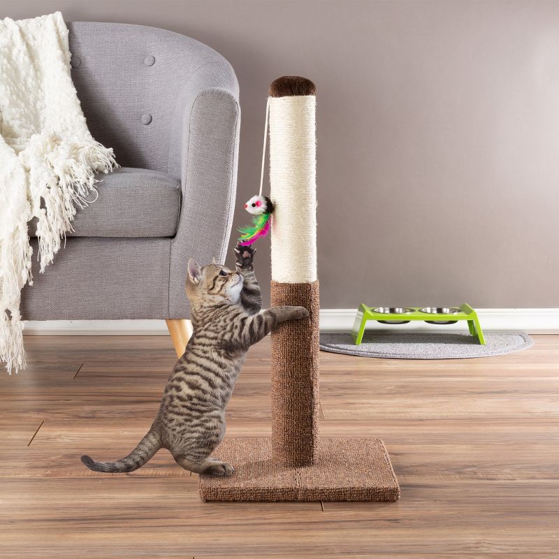 Pet Adobe Hanging Toy Cat Scratching Post for Cats and Kittens - 24.5", Brown, 1 of 8