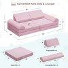 TopComfy Sectional Sofas 8-Piece Modular Kids Play Sofa Convertible Multi-Purpose Couch for Playroom and Bedroom, Pink, 56"*28"*18" - 3 of 4