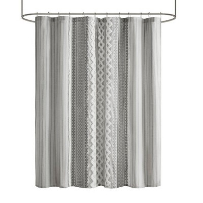 LunaLulinlk Cotton Printed Shower Curtain with Chenille