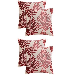 REGALWOVEN 4 Pcs Palm Leaf Pattern Decorative Throw Pillow Covers for Farmhouse Home Sofa Couch Bed - 1 of 4