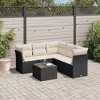 vidaXL 6 Piece Patio Sofa Set with Cushions Black and Cream - With Table - 2 of 4