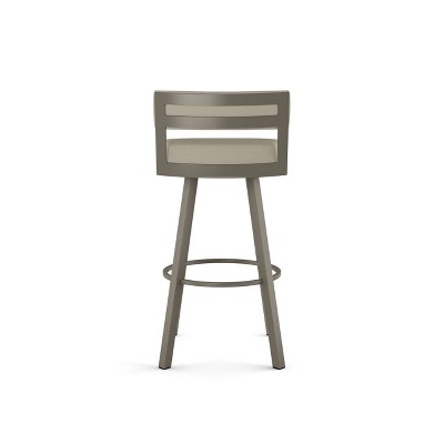 Greige Faux Leather 34'' Swivel Counter Stool with Grey Metal Frame