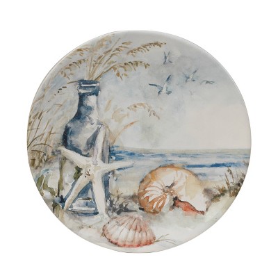 Set of 4 Coastal Landscape Ceramic Salad/Dessert Plates