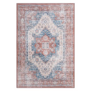 Washable Vintage Oriental Rug Non Slip Low Pile Rug Soft Throw Floor Cover Retro Medallion Indoor Carpet for Living Room Bedroom - 1 of 4