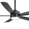 Airsurfer 52" Matte Black  Ceiling Fan with Color-Changing LED Light, with 5 ABS Black Blades, Remote Included, 5''&10'' Down Rods - 3 of 4