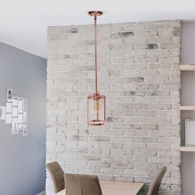 Rose Gold Farmhouse 55" Adjustable Glass Pendant Light