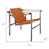 HomeRoots 24" Terra Cotta and Silver Faux Leather and Stainless Adjustable Back Arm Chair - 3 of 4