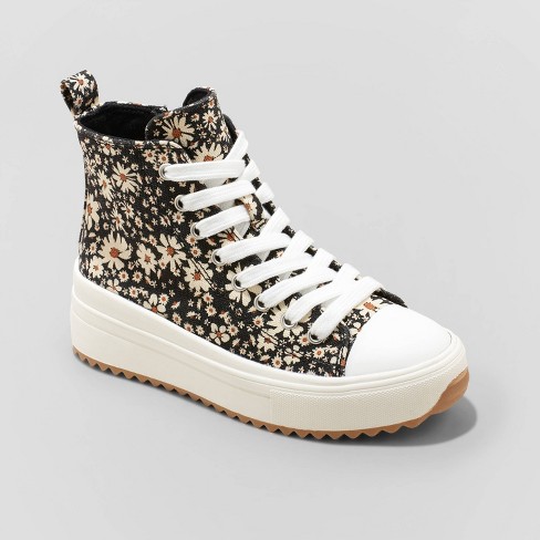 Blakely Floral Print High Top Lace-up Zipper Sneakers - Art Class™ 1 : Target