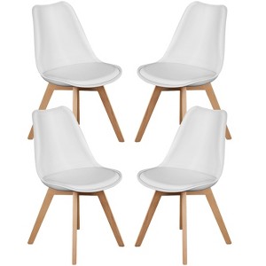DOMETOUR Set of 4 PU Leather Upholstered Dining Chairs with Wood Legs for Kitchen Dining Living Room - 1 of 4