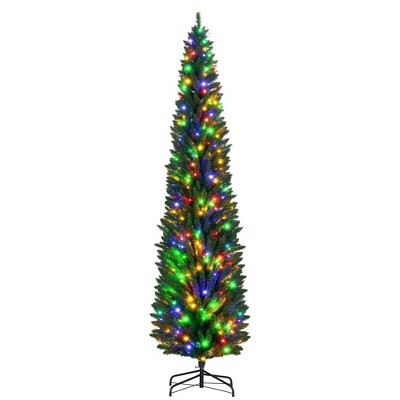 NAYSAYE 8ft Pencil Artificial Christmas Tree with Realistic Branches and Sturdy Metal Base for Holiday Decoration, Green, 22"*22"*96"