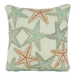 Saro Lifestyle Throw Pillow Cover with Starfish Design, 18", Multicolored - 1 of 3