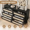 6 Drawer Double Dresser for Bedroom, Rattan Dresser for Bedroom with Smooth Mental Slide, Modern Wood Dresser Chest for Bedroom, Living Room, Hallway - 3 of 4