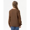 Girls Pullover Sweater Cable Knit Soft Comfy Sweater for Girls Crew Neck Sweater Puff Sleeve Ribbed Knit Cuff - 2 of 4