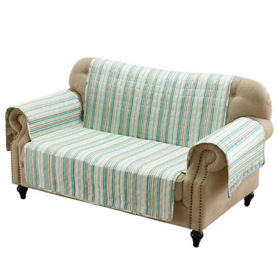 Atlantis Jade Coastal Reversible Loveseat Slipcover